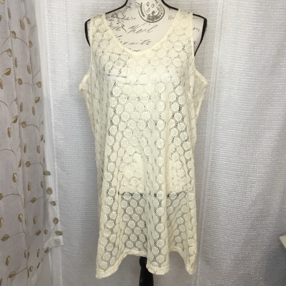 J. Valdi Sheer Cream Lace Swimsuit Swim Beach Pool Cover Up New